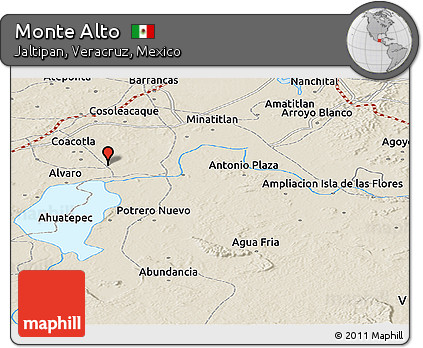 Shaded Relief Panoramic Map of Monte Alto