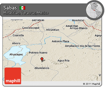 Shaded Relief Panoramic Map of Sabas
