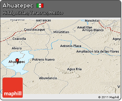 Shaded Relief Panoramic Map of Ahuatepec