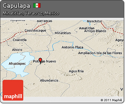 Shaded Relief Panoramic Map of Capulapa