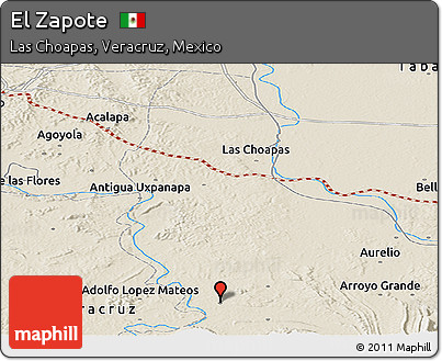 Shaded Relief Panoramic Map of El Zapote