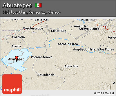 Shaded Relief Panoramic Map of Ahuatepec