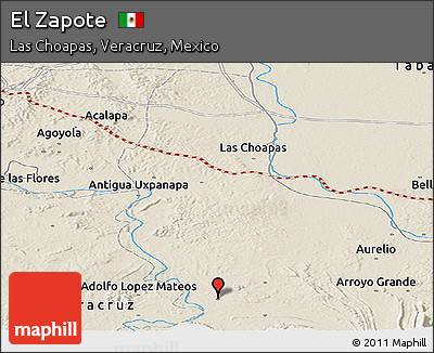 Shaded Relief Panoramic Map of El Zapote