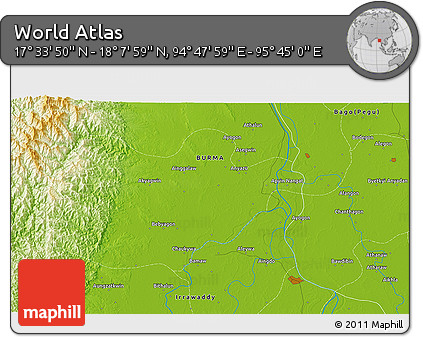 Physical 3D Map of the Area around 17° 50' 55" N, 95° 16' 30" E