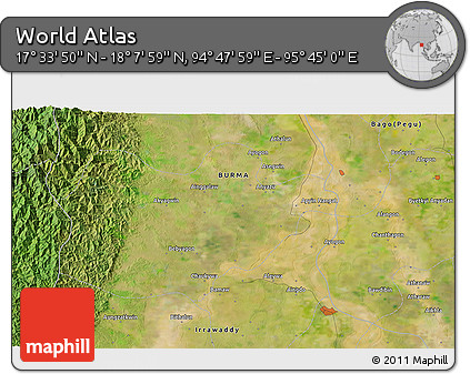 Satellite 3D Map of the Area around 17° 50' 55" N, 95° 16' 30" E