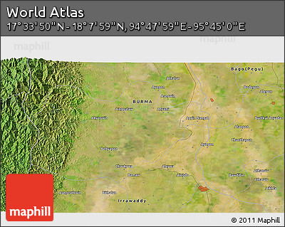 Satellite 3D Map of the Area around 17° 50' 55" N, 95° 16' 30" E