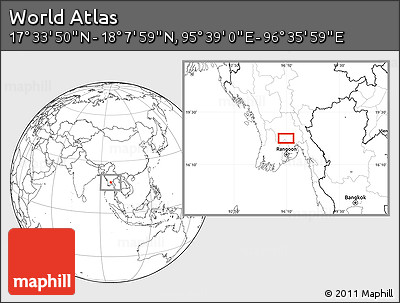 Blank Location Map of the Area around 17° 50' 55" N, 96° 7' 30" E