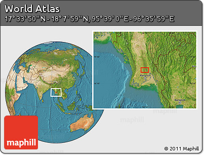 Satellite Location Map of the Area around 17° 50' 55" N, 96° 7' 30" E