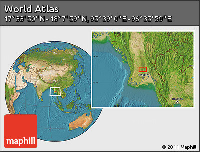 Satellite Location Map of the Area around 17° 50' 55" N, 96° 7' 30" E