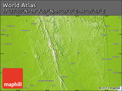Physical Map of the Area around 17° 50' 55" N, 96° 7' 30" E