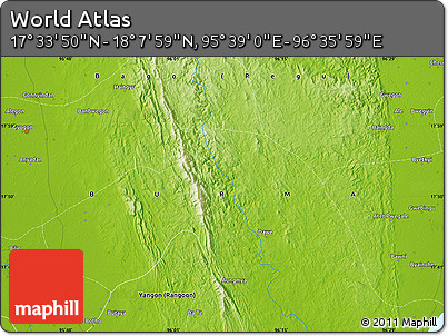 Physical Map of the Area around 17° 50' 55" N, 96° 7' 30" E
