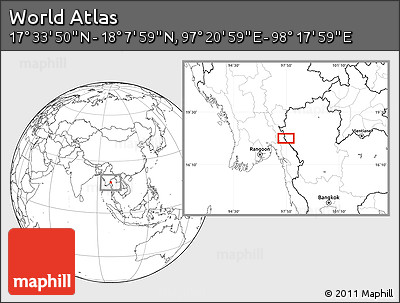 Blank Location Map of the Area around 17° 50' 55" N, 97° 49' 29" E