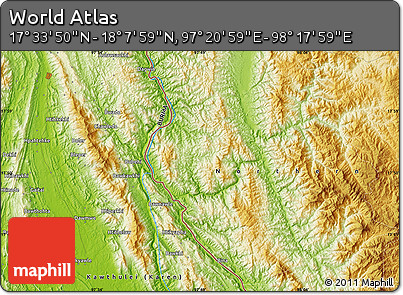 Physical Map of the Area around 17° 50' 55" N, 97° 49' 29" E