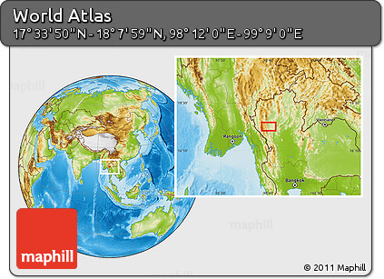 Physical Location Map of the Area around 17° 50' 55" N, 98° 40' 30" E