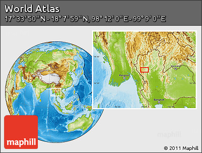 Physical Location Map of the Area around 17° 50' 55" N, 98° 40' 30" E
