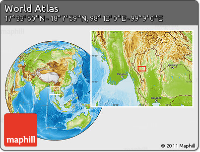 Physical Location Map of the Area around 17° 50' 55" N, 98° 40' 30" E