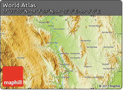 Physical Map of the Area around 17° 50' 55" N, 98° 40' 30" E