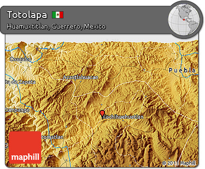 Physical 3D Map of Totolapa