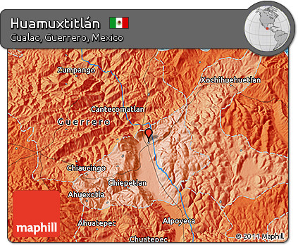 Political 3D Map of Huamuxtitlán