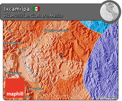Political 3D Map of Ixcamilpa