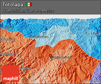 Political 3D Map of Totolapa