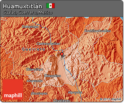 Political 3D Map of Huamuxtitlán