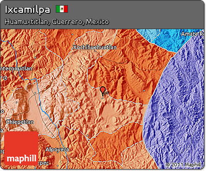 Political 3D Map of Ixcamilpa