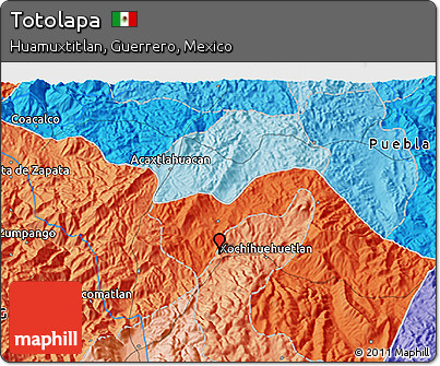 Political 3D Map of Totolapa