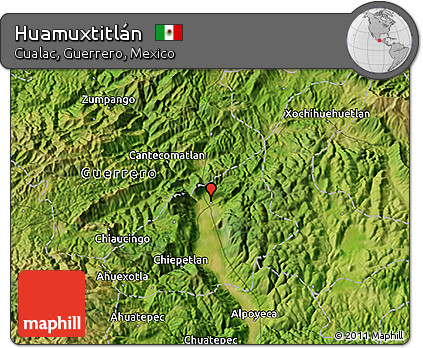 Satellite 3D Map of Huamuxtitlán