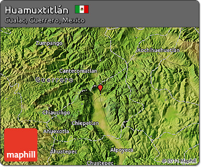 Satellite 3D Map of Huamuxtitlán