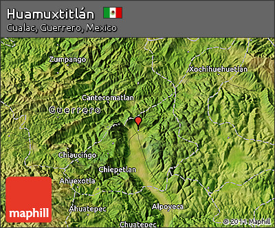 Satellite 3D Map of Huamuxtitlán
