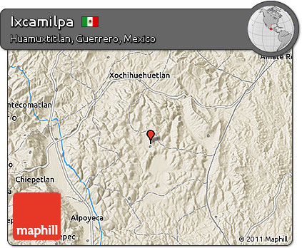 Shaded Relief 3D Map of Ixcamilpa