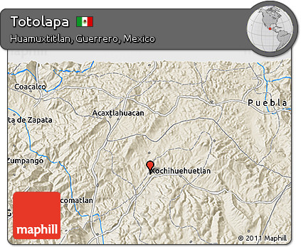 Shaded Relief 3D Map of Totolapa