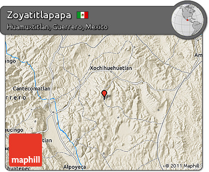 Shaded Relief 3D Map of Zoyatitlapapa