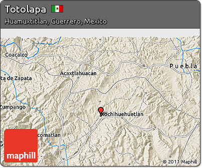 Shaded Relief 3D Map of Totolapa