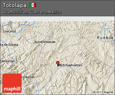 Shaded Relief 3D Map of Totolapa
