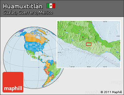 Political Location Map of Huamuxtitlán