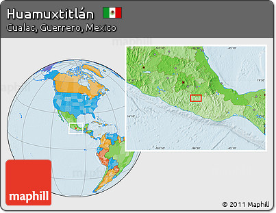 Political Location Map of Huamuxtitlán