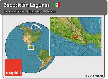 Satellite Location Map of Zapotitlán Lagunas