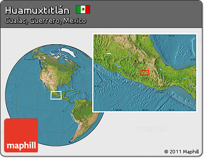 Satellite Location Map of Huamuxtitlán