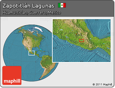 Satellite Location Map of Zapotitlán Lagunas