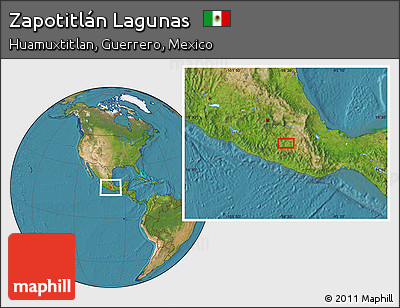 Satellite Location Map of Zapotitlán Lagunas