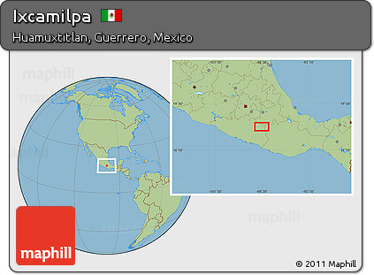 Savanna Style Location Map of Ixcamilpa