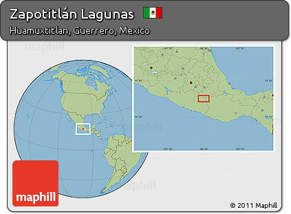 Savanna Style Location Map of Zapotitlán Lagunas