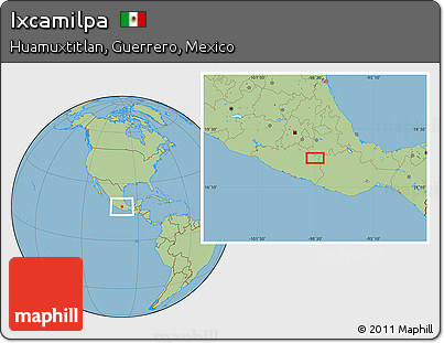 Savanna Style Location Map of Ixcamilpa