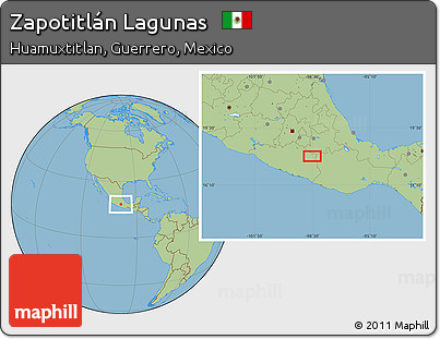 Savanna Style Location Map of Zapotitlán Lagunas