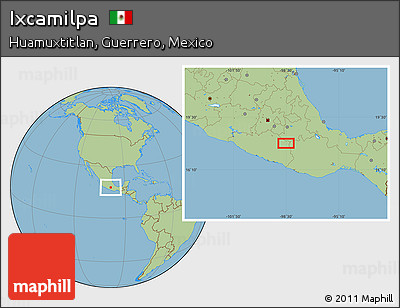 Savanna Style Location Map of Ixcamilpa