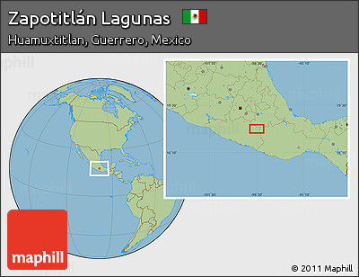Savanna Style Location Map of Zapotitlán Lagunas