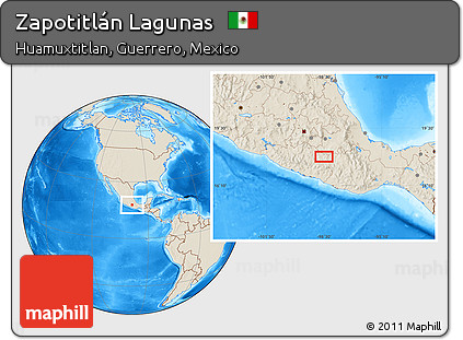 Shaded Relief Location Map of Zapotitlán Lagunas