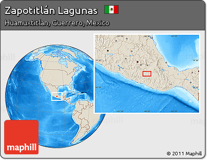 Shaded Relief Location Map of Zapotitlán Lagunas